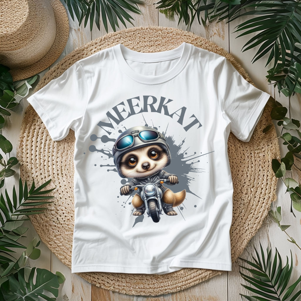 MEERKAT T-SHIRT LITTLE MEERKAT ON A BIKE