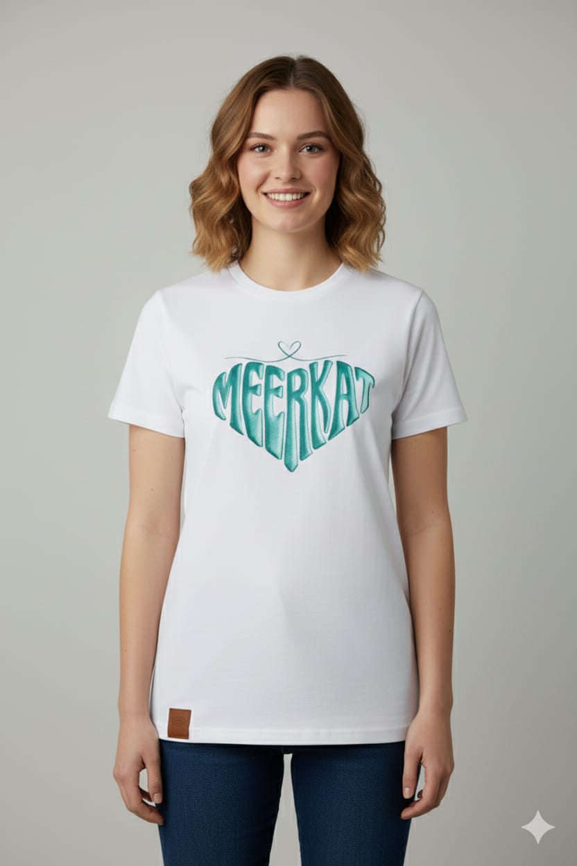 MEERKAT T-SHIRT HEART METALLIC GREEN/AQUA