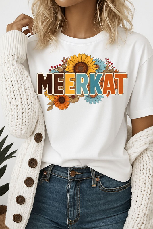MEERKAT T-SHIRT FALL FLOWERS
