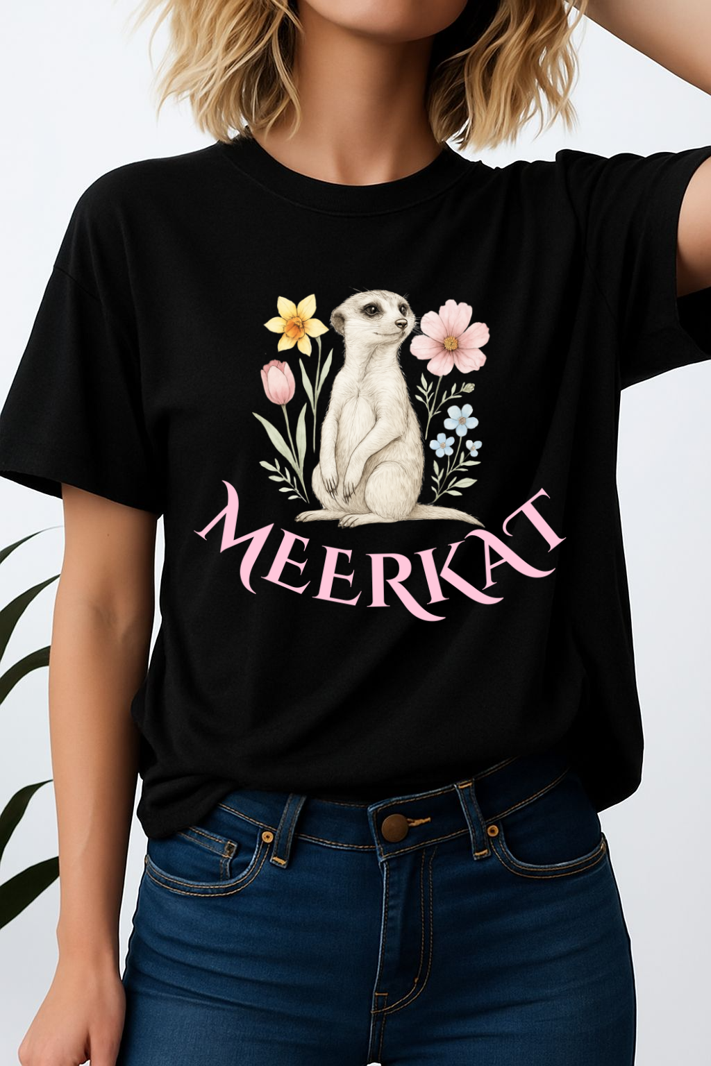 MEERKAT T-SHIRT SPRING FLOWERS