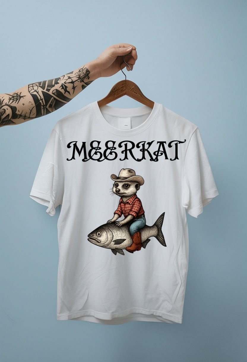 MEERKAT T-SHIRT MEERKAT ON A FISH
