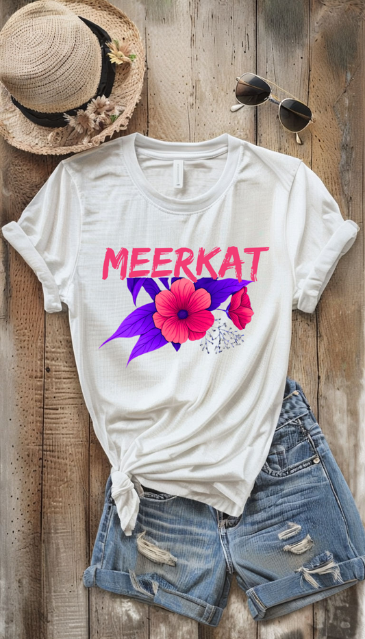 MEERKAT T-SHIRT PINK FLOWER