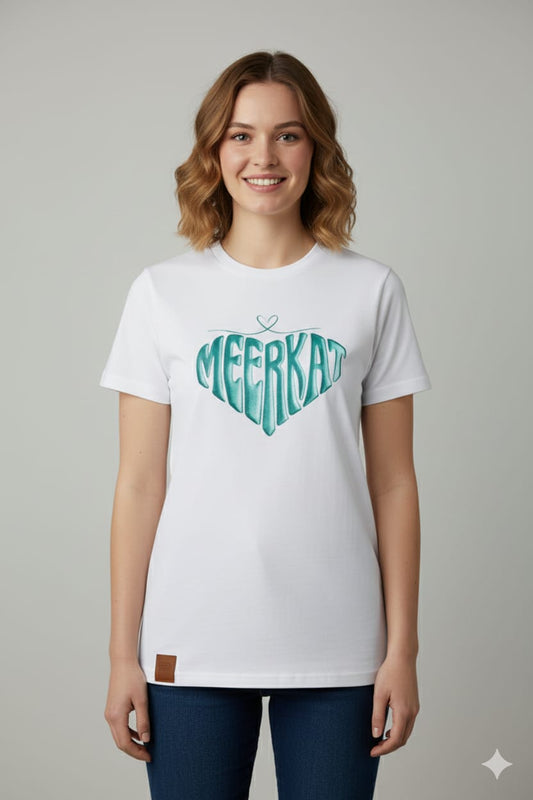 MEERKAT T-SHIRT HEART METALLIC GREEN/AQUA